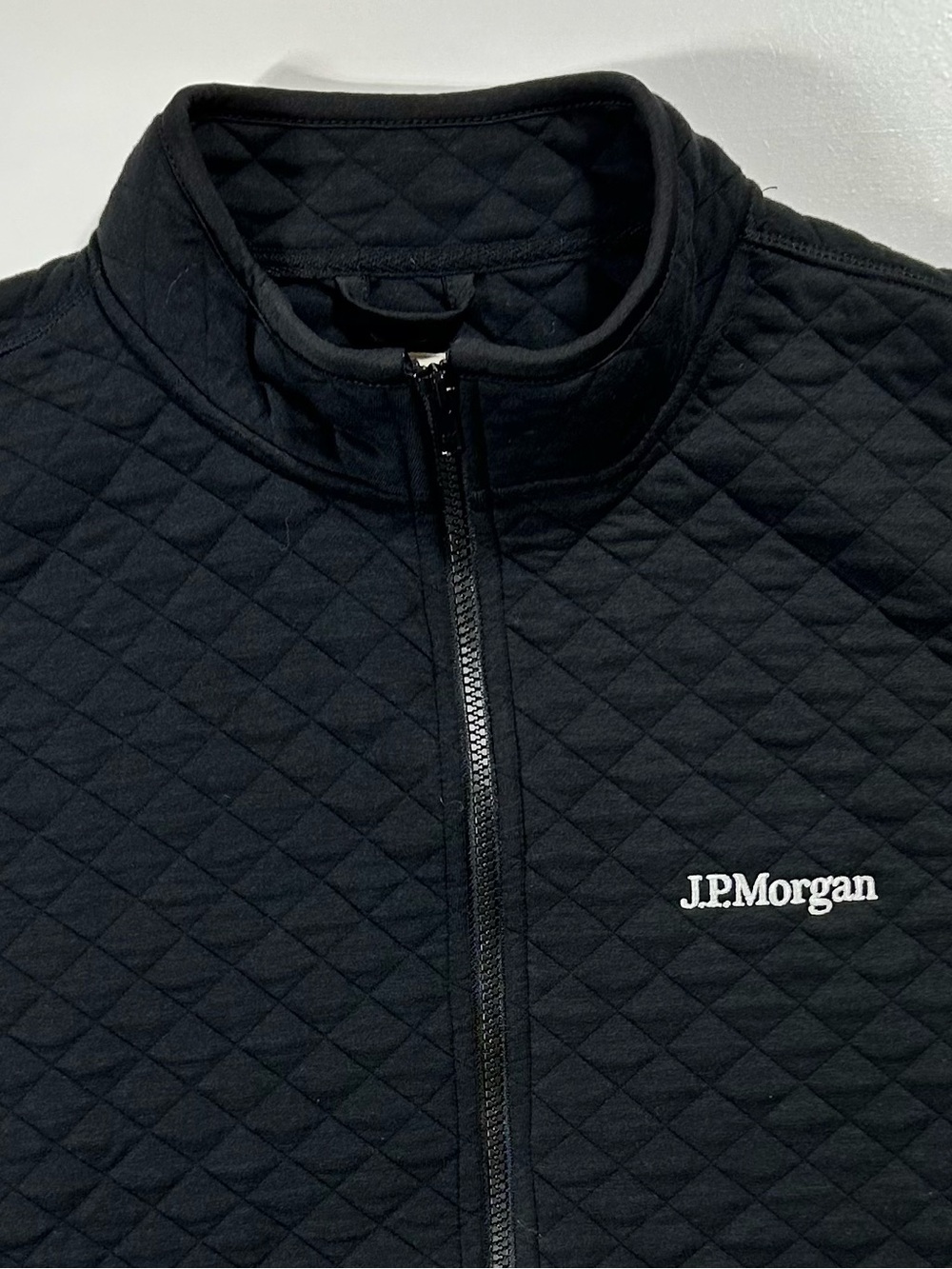 Men’s Marine Layer Vest Black Corbet Full Zip Diamond Quilted JP Morgan Large